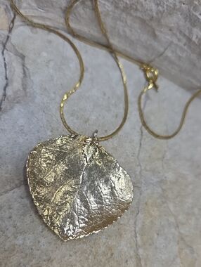 Gold Dipped Real Leaf Pendant Necklace - Women Jewelry